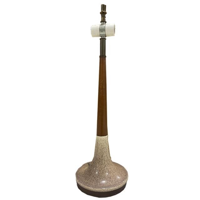 TABLE LAMP-Teak w/Speckled Ceramic Base