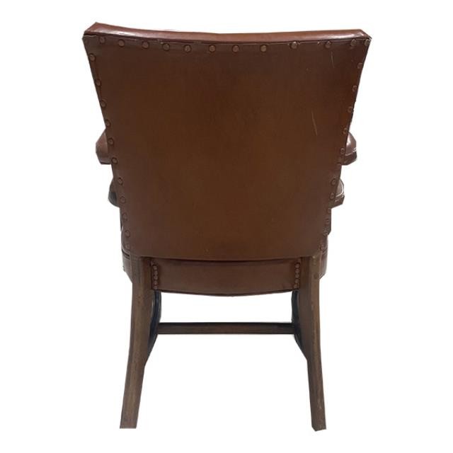 VINTAGE OFFICE CHAIR-Wood |Brown Leather Upholstery