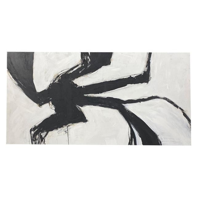 (HDEW0085)PAINTING-Long Canvas Abstract Art-Black Lines w/White Background