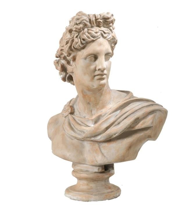 Bust-Male |Antique Finish |Whitewashed Accents