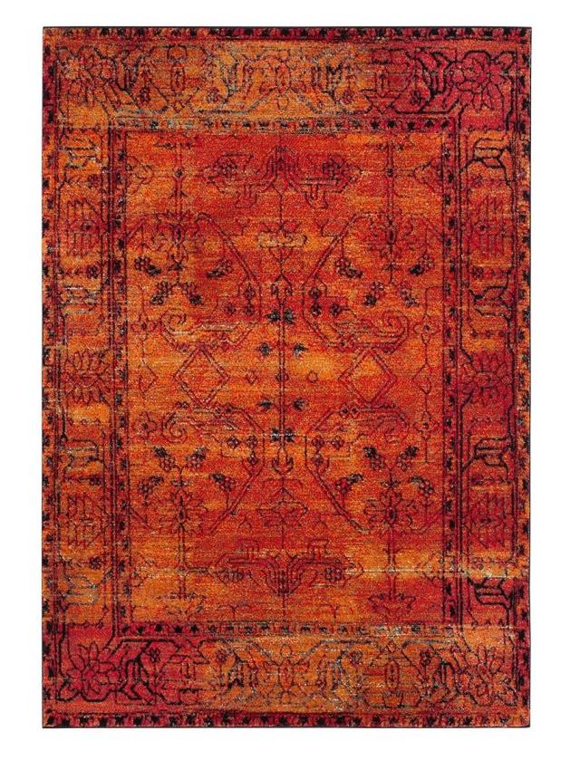 RUG-(6'7"x 9')Orange Hamadan Rug