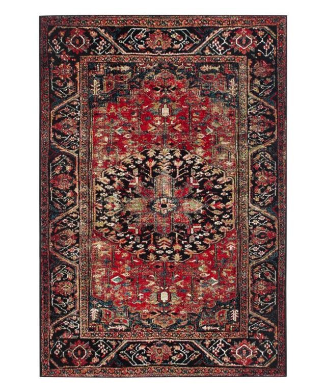 RUG-(6'7"x 9')Distressed Red Hamadan