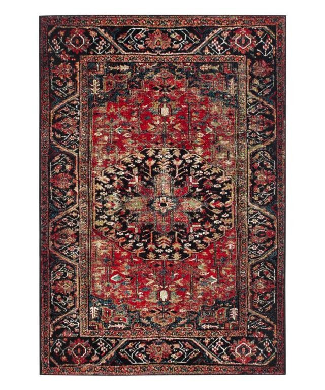 RUG-(6'7"x 9')Distressed Red Hamadan