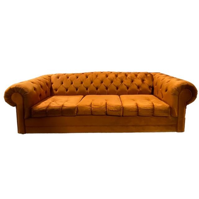 SOFA-Mid Century Modern Orange Tufted Chesterfield