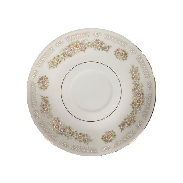 SAUCER-White Diamond China "Charlene" Pattern-Floral w/Gold Trim