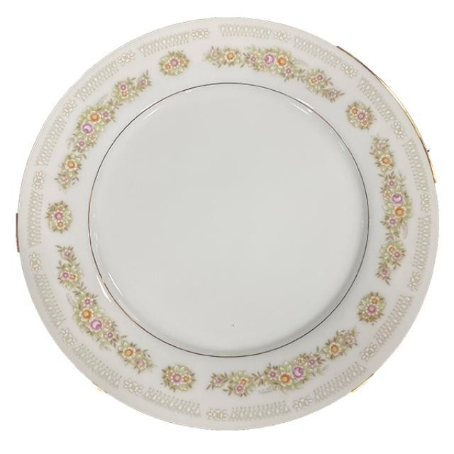 SALAD PLATE-White Diamond China "Charlene" Pattern-Floral w/Gold Trim