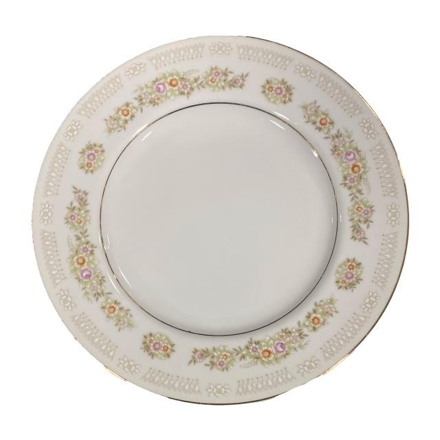 BREAD & BUTTER PLATE-White Diamond China "Charlene" Pattern-Floral w/Gold Trim