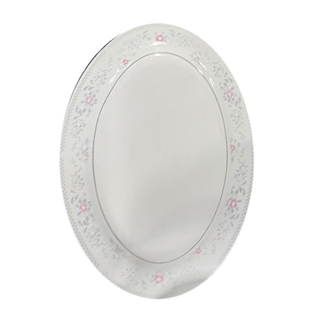 PLATTER-White w/Pink & Blue Flowers - Decorative Trim