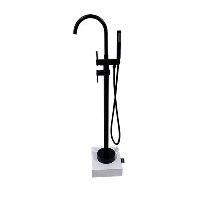 FAUCET-Contemporary Matte Black Freestanding Tub Faucet w/2 Handles