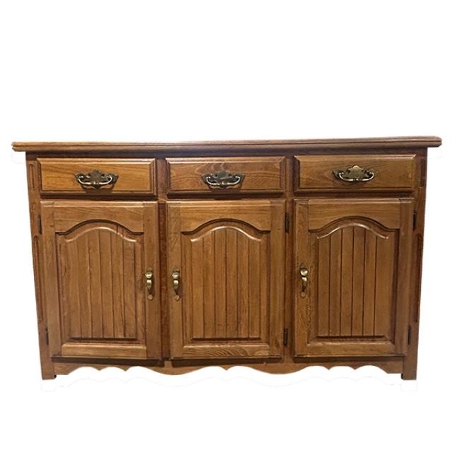 SIDEBOARD-Fruitwood (3) Drawers |(3) Panelled Doors w/Brass Hardware