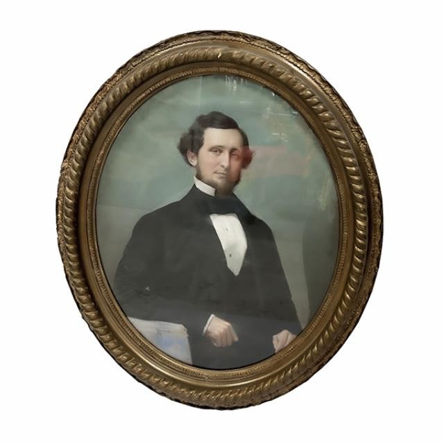 PORTRAIT-Vintage Gold Frame of Man Posing