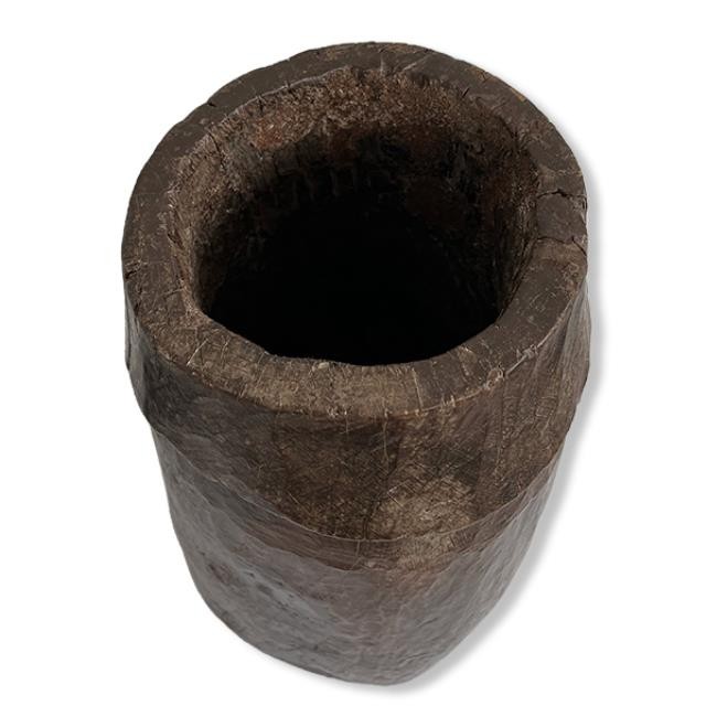 VASE-19.25"H Raw Dark Wooden Vase