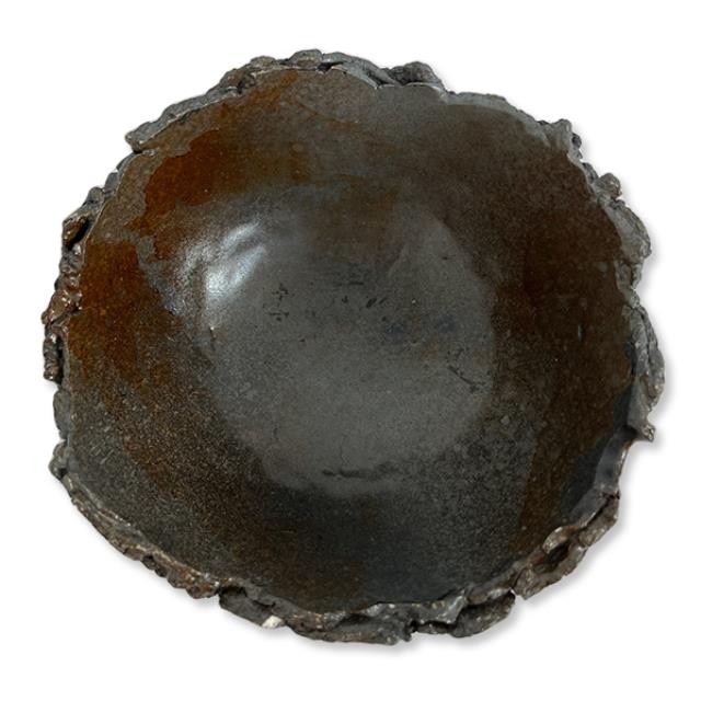 DECORATIVE BOWL-Rock Like Exterior w/Smooth Dark Interior