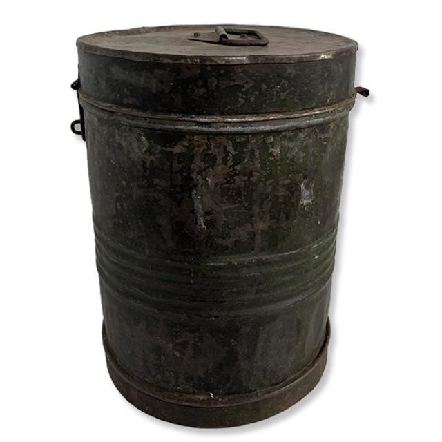 CANISTER-Rusted Round Metal Storage Canister