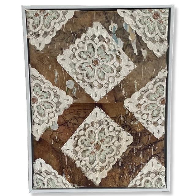 FRAMED ART-Damask Fabric Collage