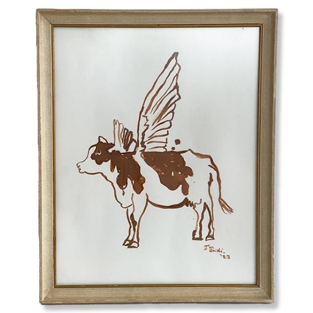 FRAMED ART-Cow w/Wings