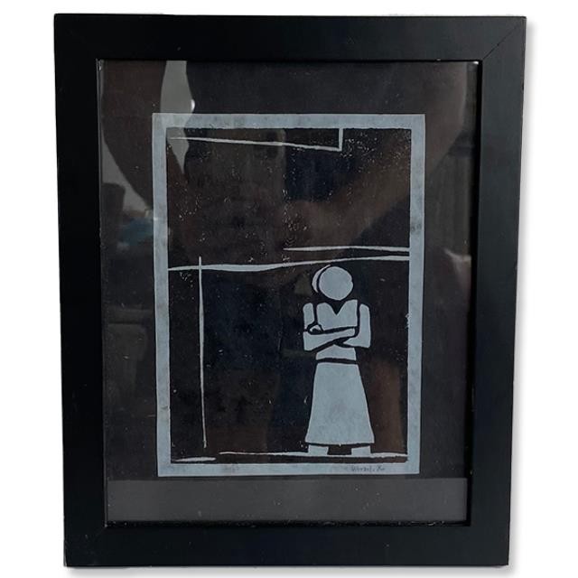 FRAMED ART-Black & White Girl w/Arms Folded