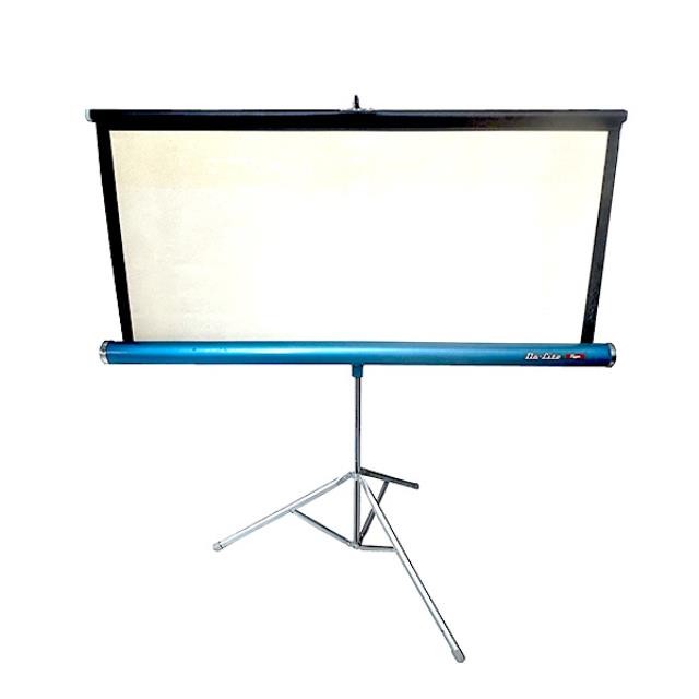 SCREEN PROJECTOR-Vintage Da-Lite Flyer Projector Screen w/Blue Tripod Base