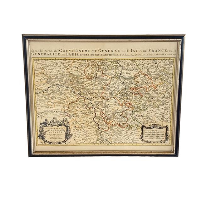 PRINT-Framed Vintage Map of France