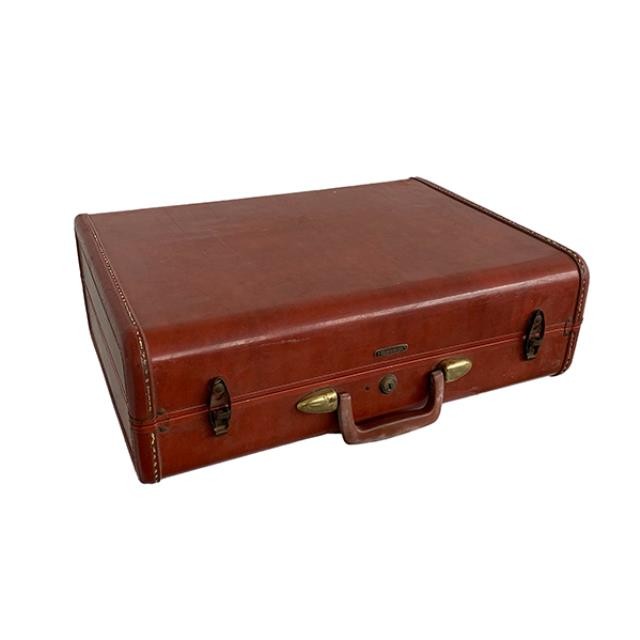 (64080300) SUITCASE-Faux Leather Wine Red Suitcase