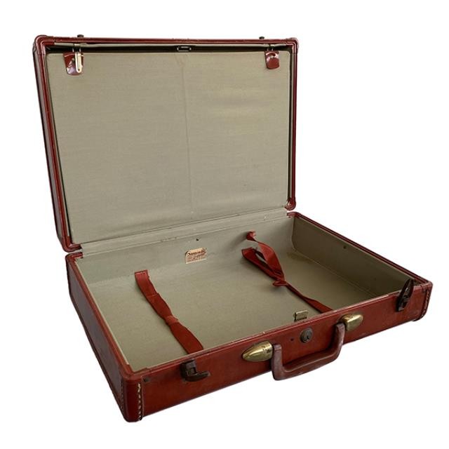 (64080300) SUITCASE-Faux Leather Wine Red Suitcase