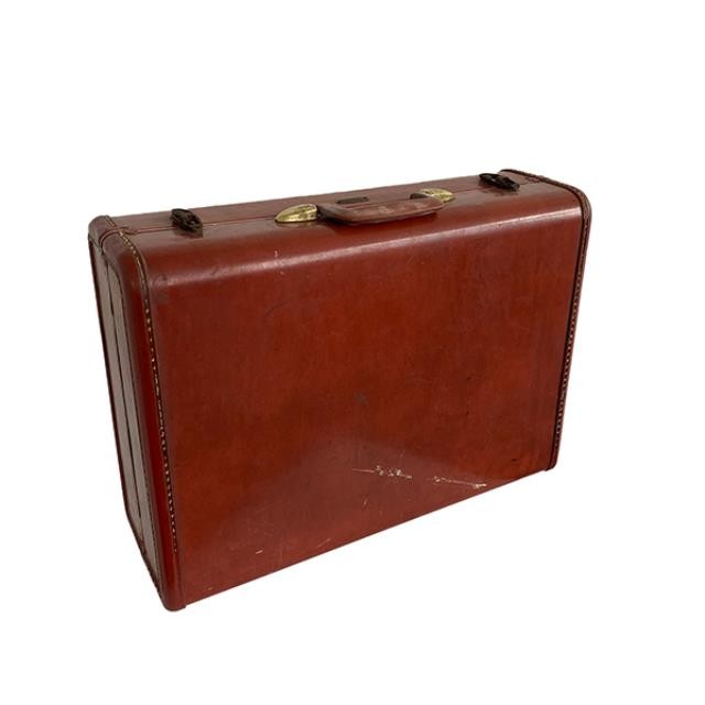 (64080300) SUITCASE-Faux Leather Wine Red Suitcase