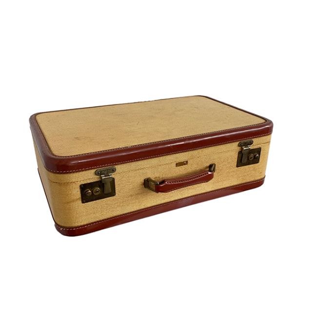 (64080301) SUITCASE-Faux Ratan w/ Brown Trim