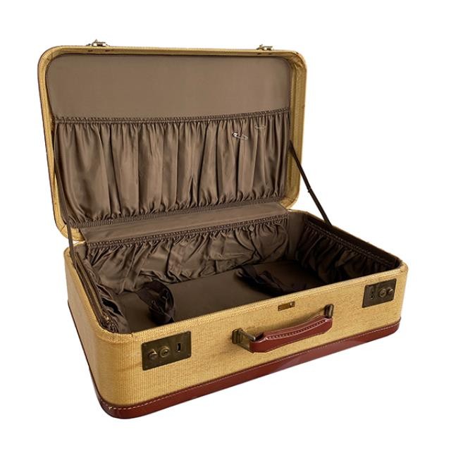 (64080301) SUITCASE-Faux Ratan w/ Brown Trim