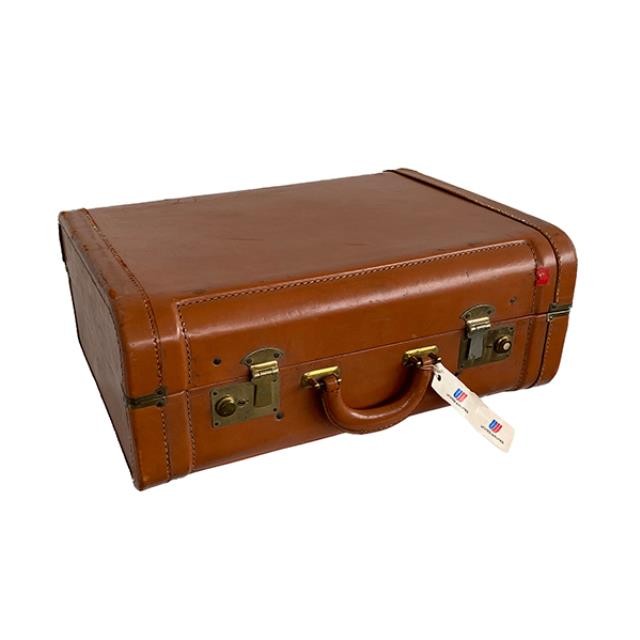 (64080303) SUITCASE-Vintage Faux Leather Brown Suitcase