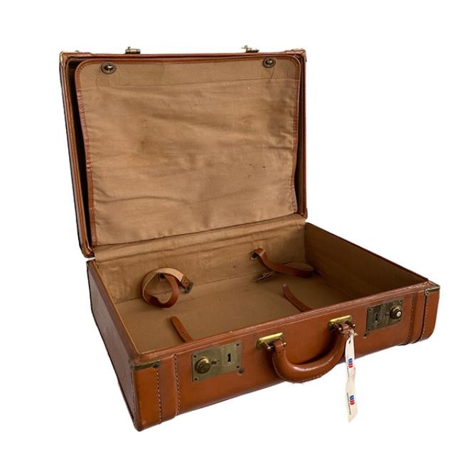 (64080303) SUITCASE-Vintage Faux Leather Brown Suitcase