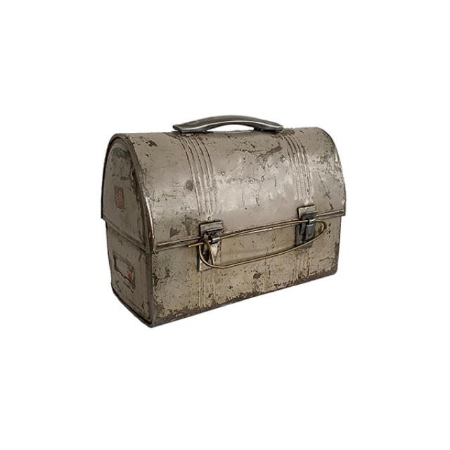 (25180017)LUNCH BOX-Vintage Distressed Beige Metal Box