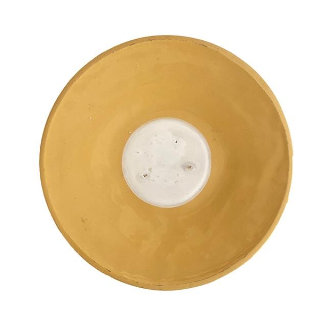 (03020069)SALAD PLATE-Yellow w|White Center Dot