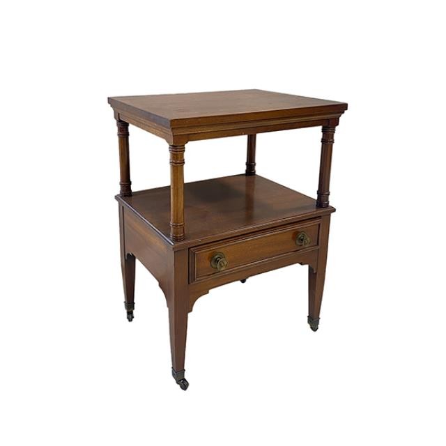 (40190821)END TABLE-Walnut Veneer w|(1) Drawer & Open Shelf