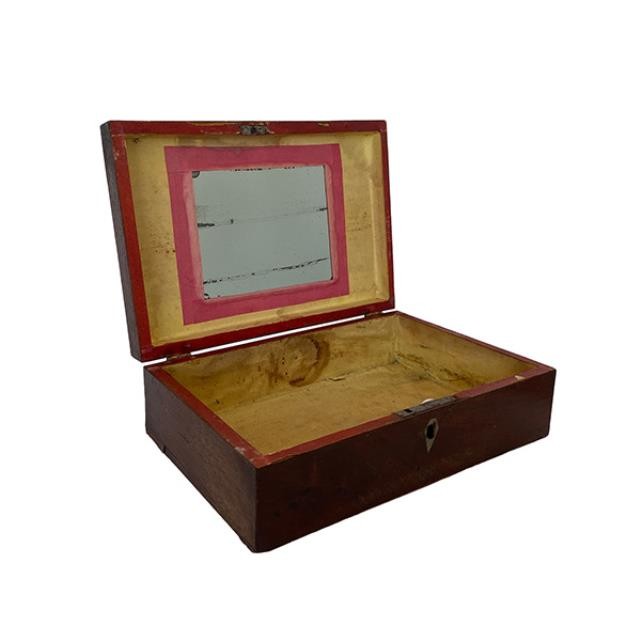 (52410680)BOX w|LID-Wooden Rectangular Box w|Mirror Inside