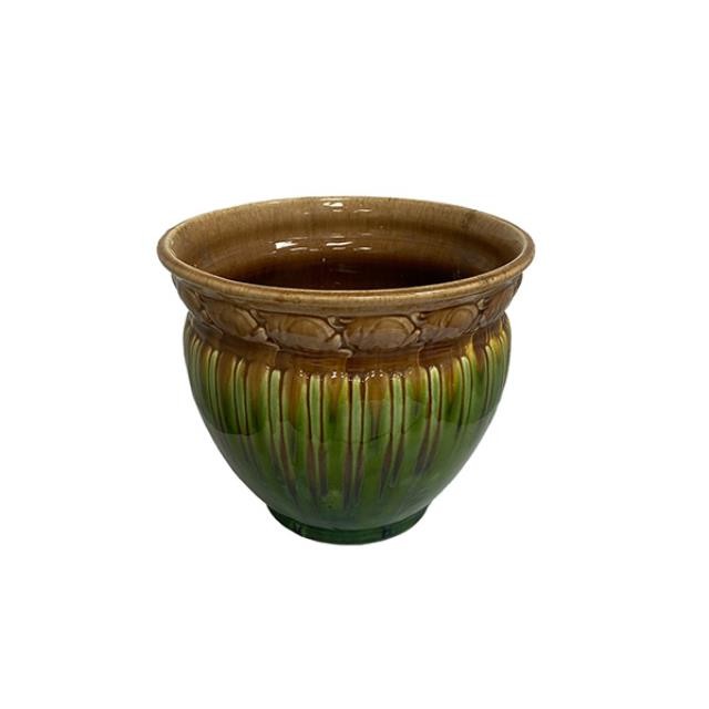 (50030560)PLANTER-Brown & Green Drip Glaze Pottery