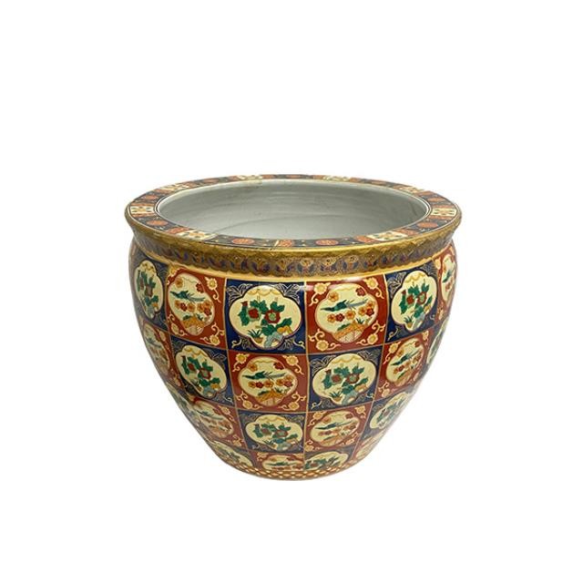 (50030561)PLANTER-Antique Chinese Multi-Colored Checkered Planter