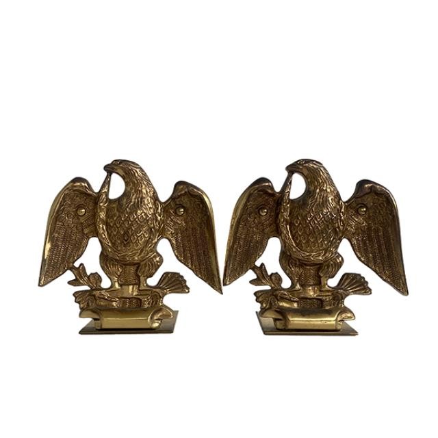 (52760245)BOOKEND-Vintage Brass American Eagle Bookend (Pair)