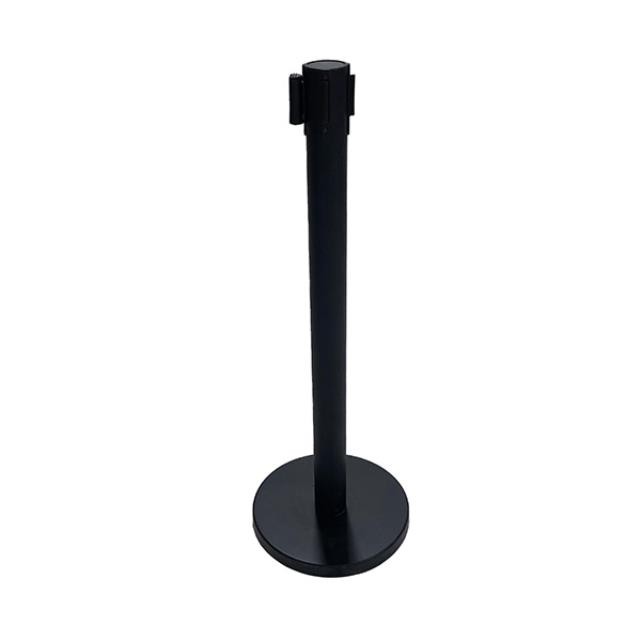 (89300015) STANCHION - Single Black Matte w/ Retractable Belt