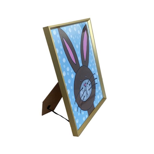 (8521PJ27)FRAMED ART-Polka Bunny Brown & Blue