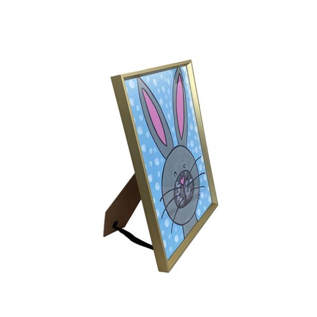 (8521PJ29)FRAMED ART-Polka Bunny Grey & Blue