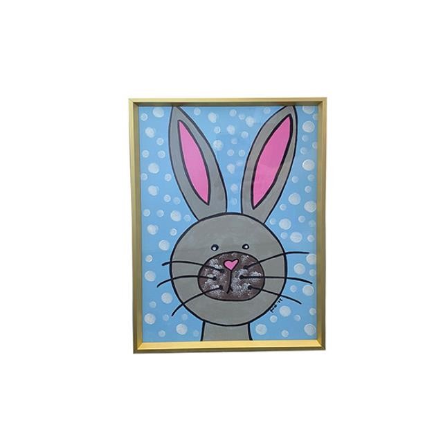 (8521PJ29)FRAMED ART-Polka Bunny Grey & Blue