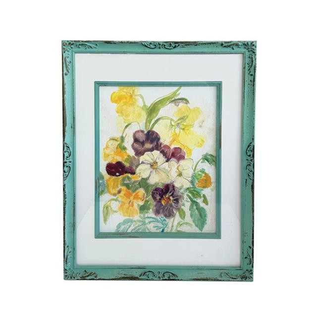 (LWCA0135)CLEARED ART-Watercolor Violets-Blue Distressed Frame