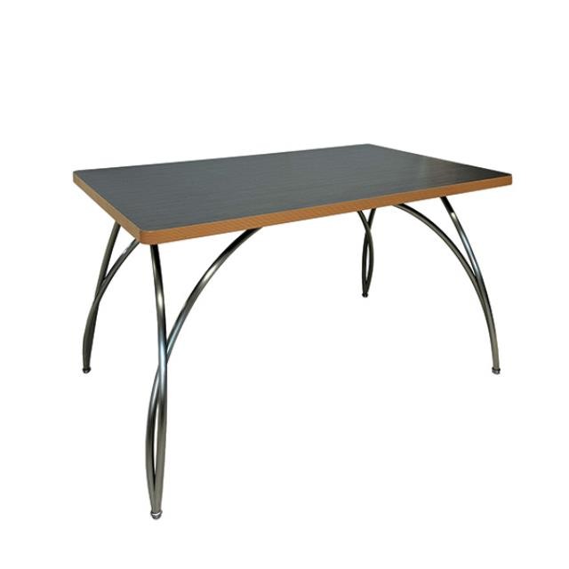 (40130359)WRITING DESK-Black Laminate Top w|Wood Laminate Trim & Curved Chome Legs