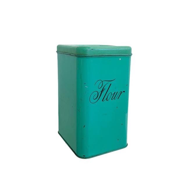 (25320140)CONTAINER-Vintage Turquiose Flour Tin