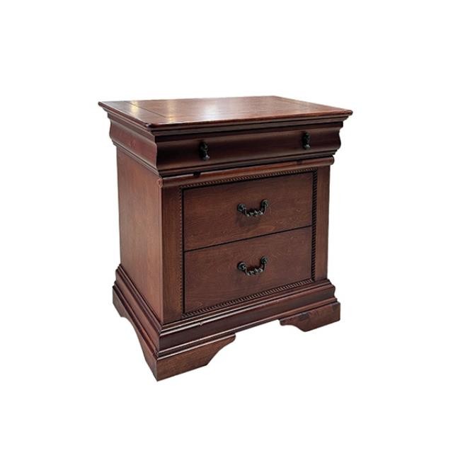(40070182)NIGHT STAND-Mahagony (3) Drawer w|Rope Detail