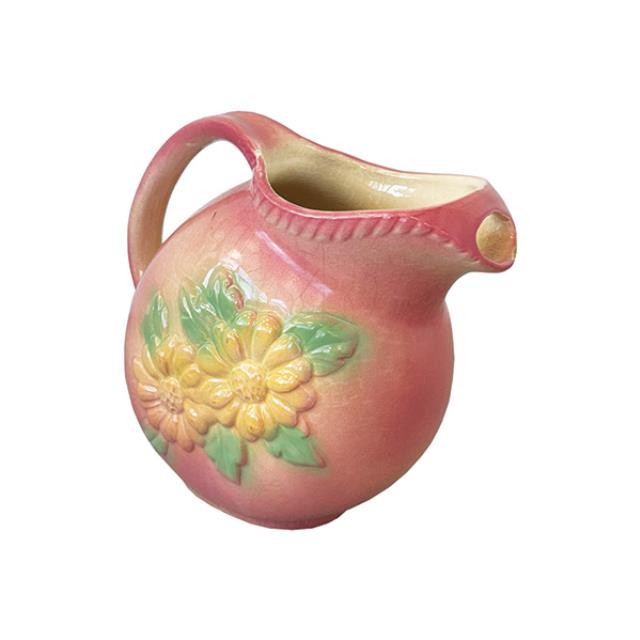 (23180310)PITCHER-Pink Pottery w|Yellow Daisies