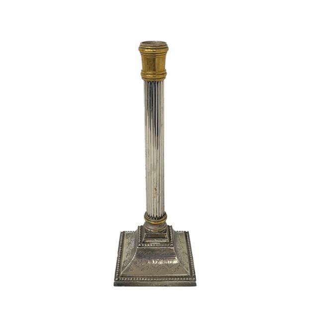 (50020754)CANDLESTICK HOLDER-Antique Chrome Column w|Brass Top