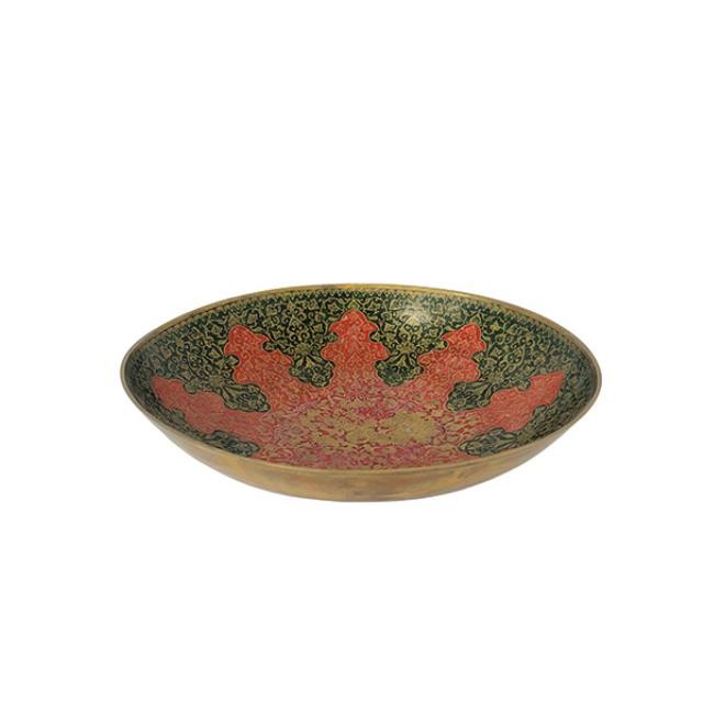 (25677083)DECORATIVE BOWL-Vintage Red & Green Scroll Design
