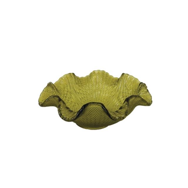(25677085)DECORATIVE BOWL-Green Ruffled Edge Bowl