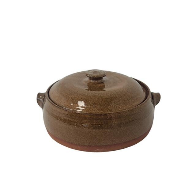 (25480069)POT-Mottled Chocolate Brown w|Lid